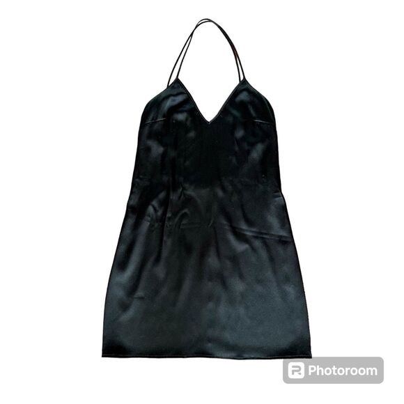 Le Merceau Black Open-Back Silk Slip Mini Dress XS/S - Picture 5 of 8